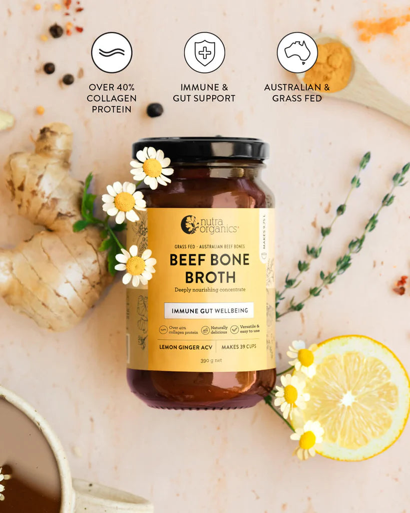 Beef Bone Broth Concentrate Lemon Ginger ACV